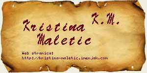 Kristina Maletić vizit kartica
